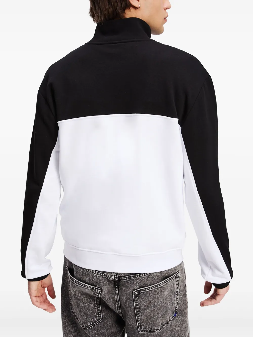 Karl Lagerfeld Jeans Sweater met halve rits en colourblocking Zwart