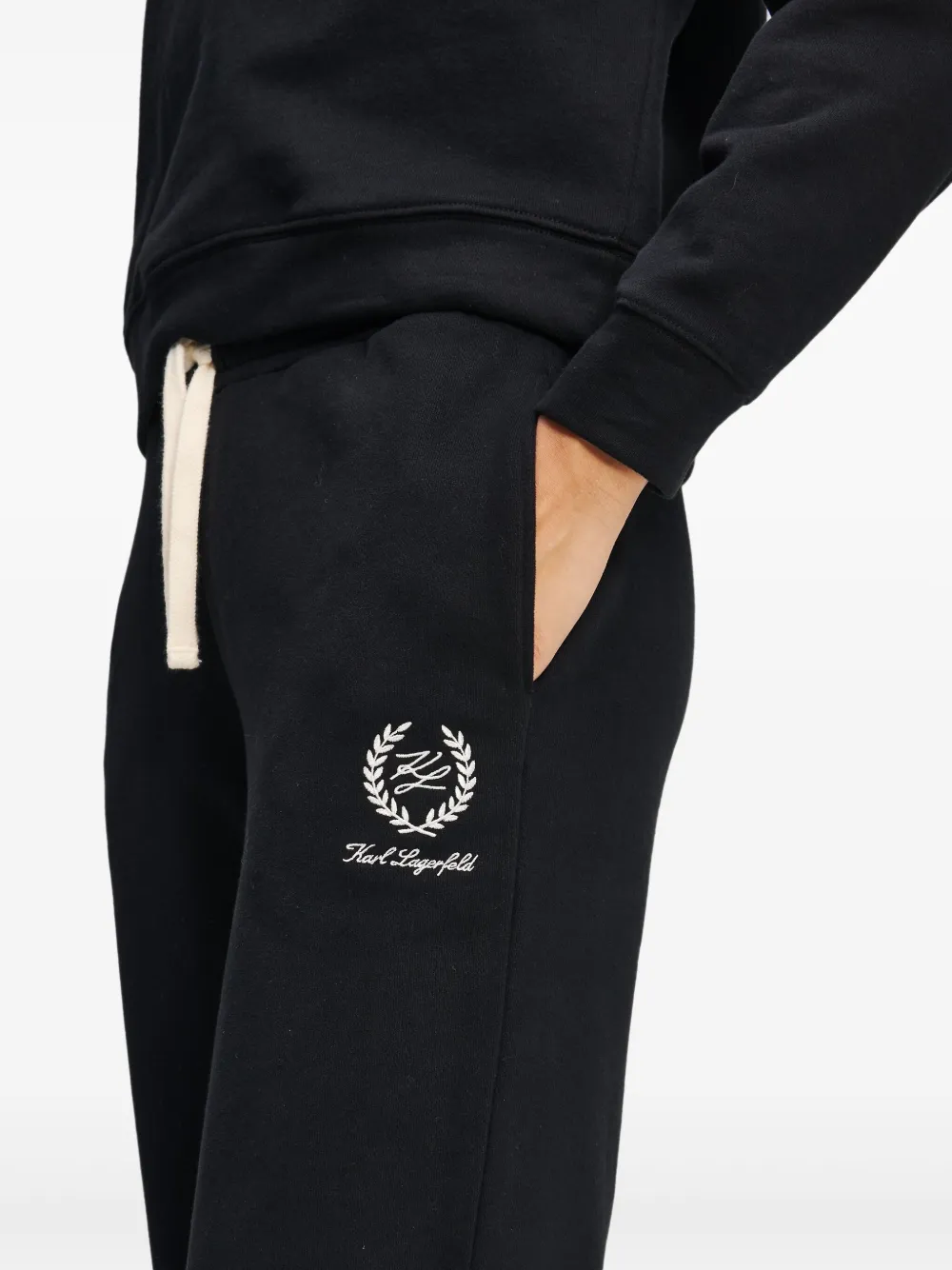 Shop Karl Lagerfeld Logo-embroidered Track Pants