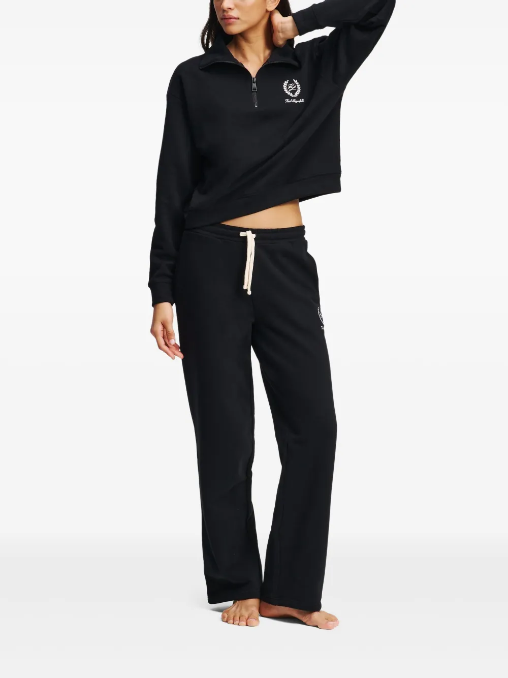 Shop Karl Lagerfeld Logo-embroidered Track Pants