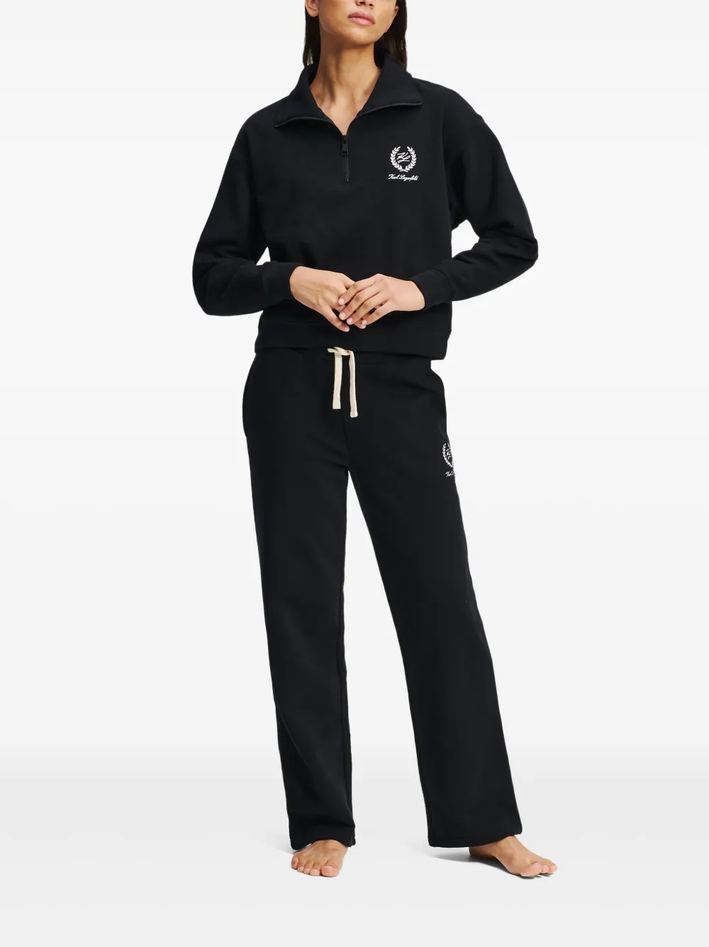 Shop Karl Lagerfeld Logo-embroidered Track Pants