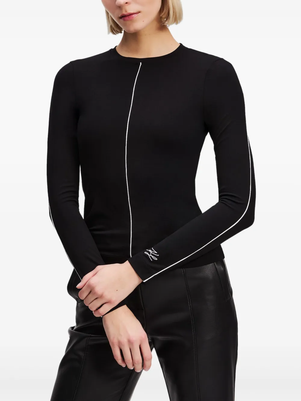 Karl Lagerfeld Top met contrasterende afwerking Zwart