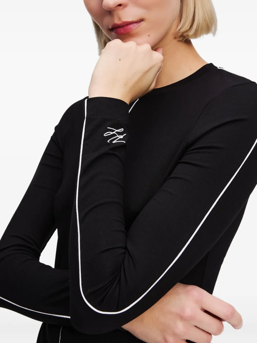 Karl Lagerfeld Top met contrasterende afwerking Zwart
