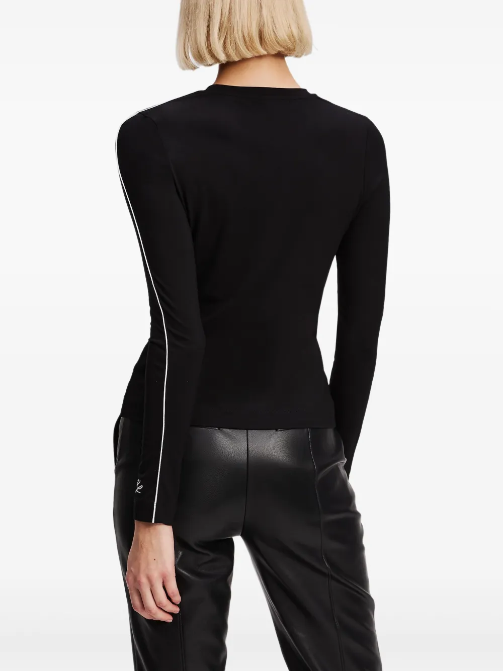 Karl Lagerfeld Top met contrasterende afwerking Zwart