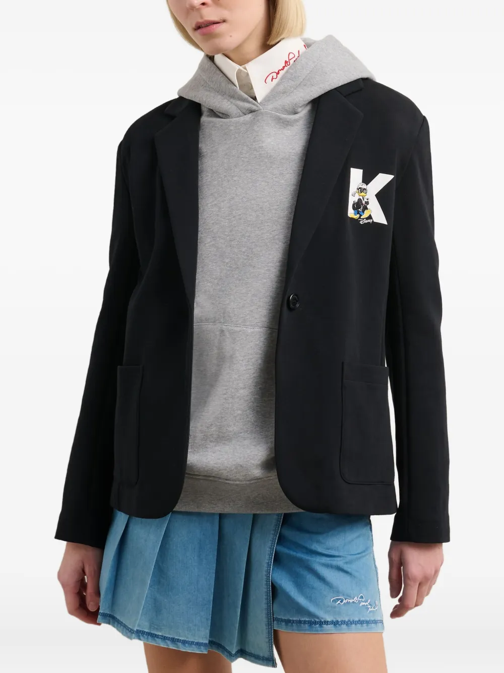 Karl Lagerfeld x Disney jersey blazer Zwart