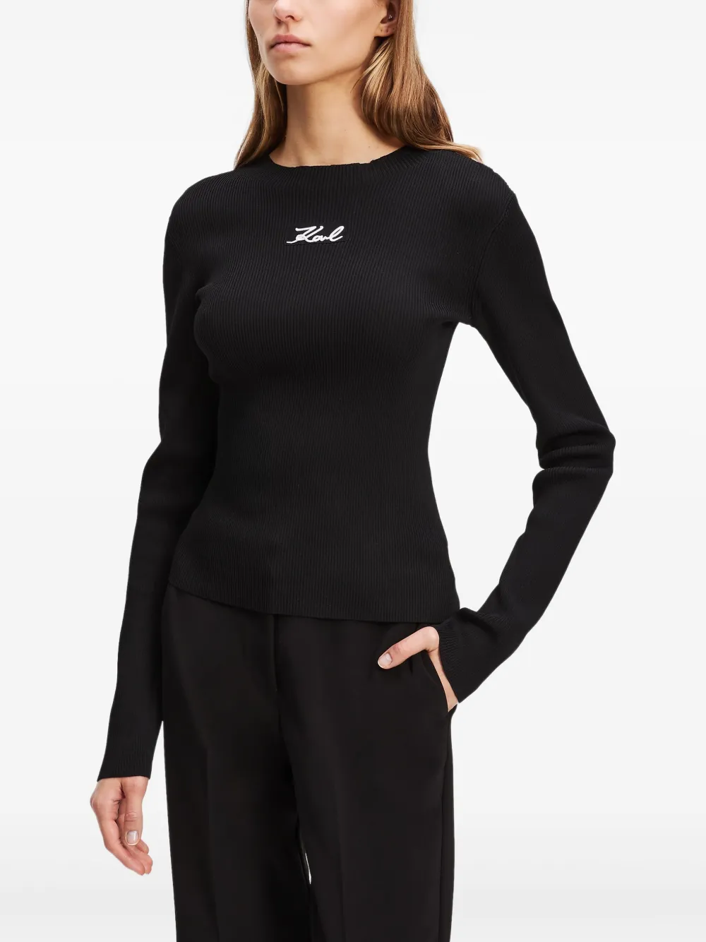 Karl Lagerfeld T-shirt met geborduurd logo Zwart