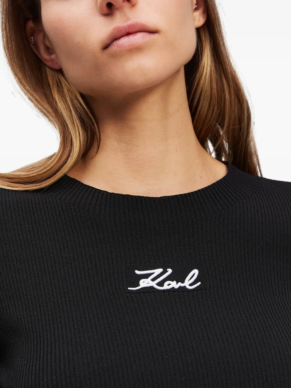 Karl Lagerfeld T-shirt met geborduurd logo Zwart