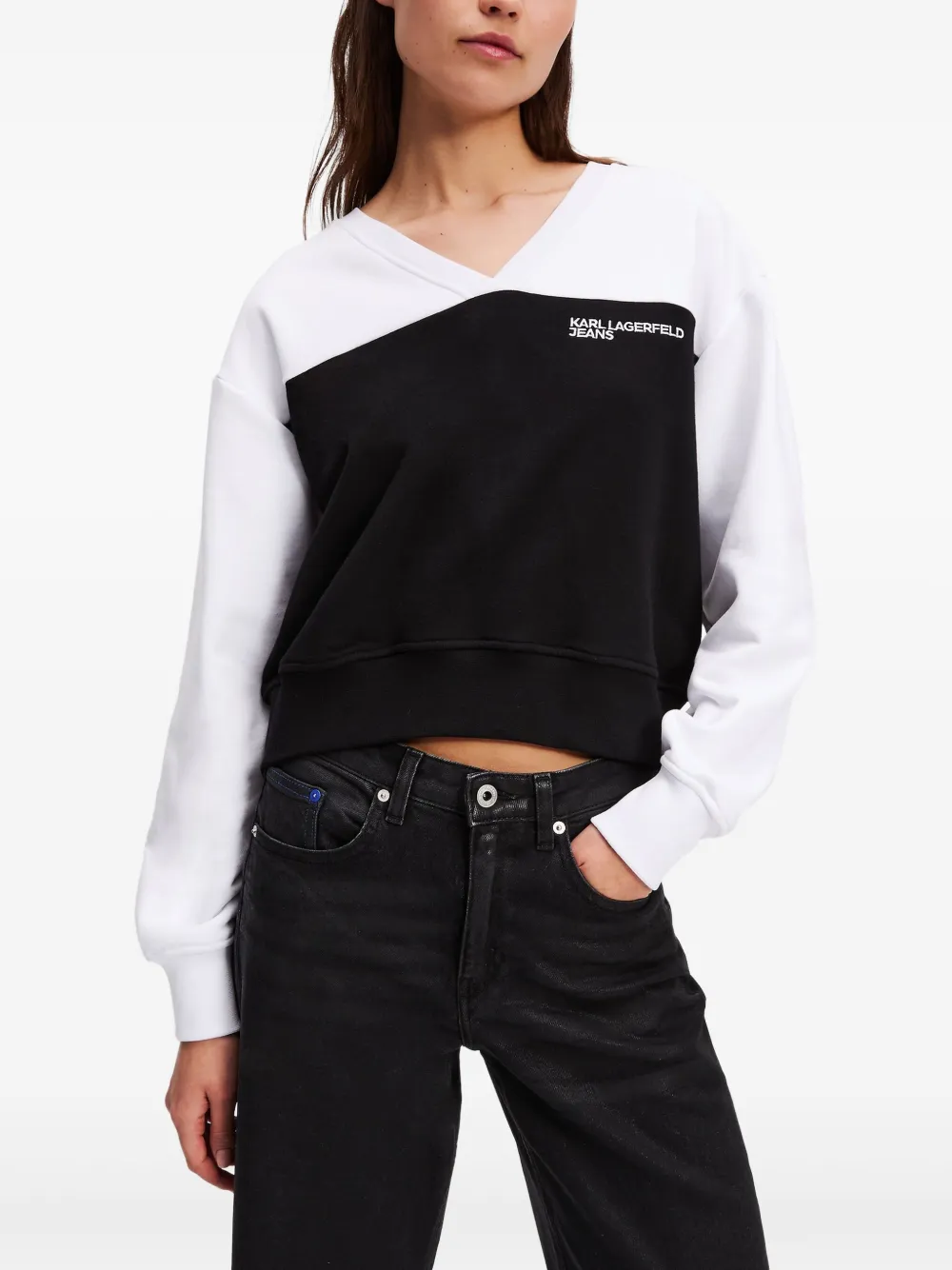 Karl Lagerfeld Jeans Tweekleurige sweater Zwart