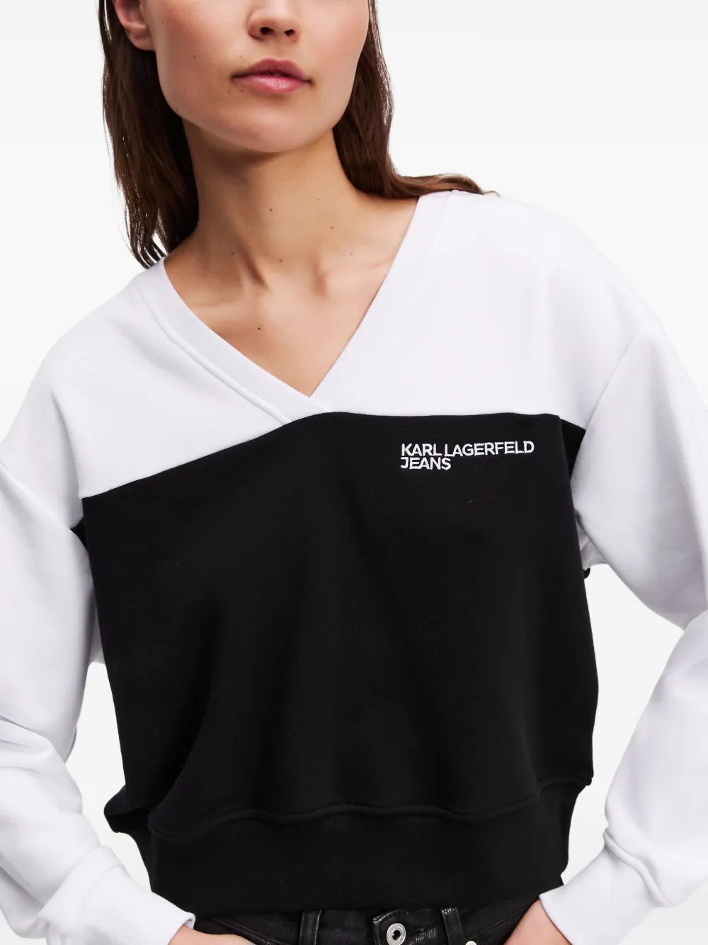 Karl Lagerfeld Jeans Tweekleurige sweater Zwart
