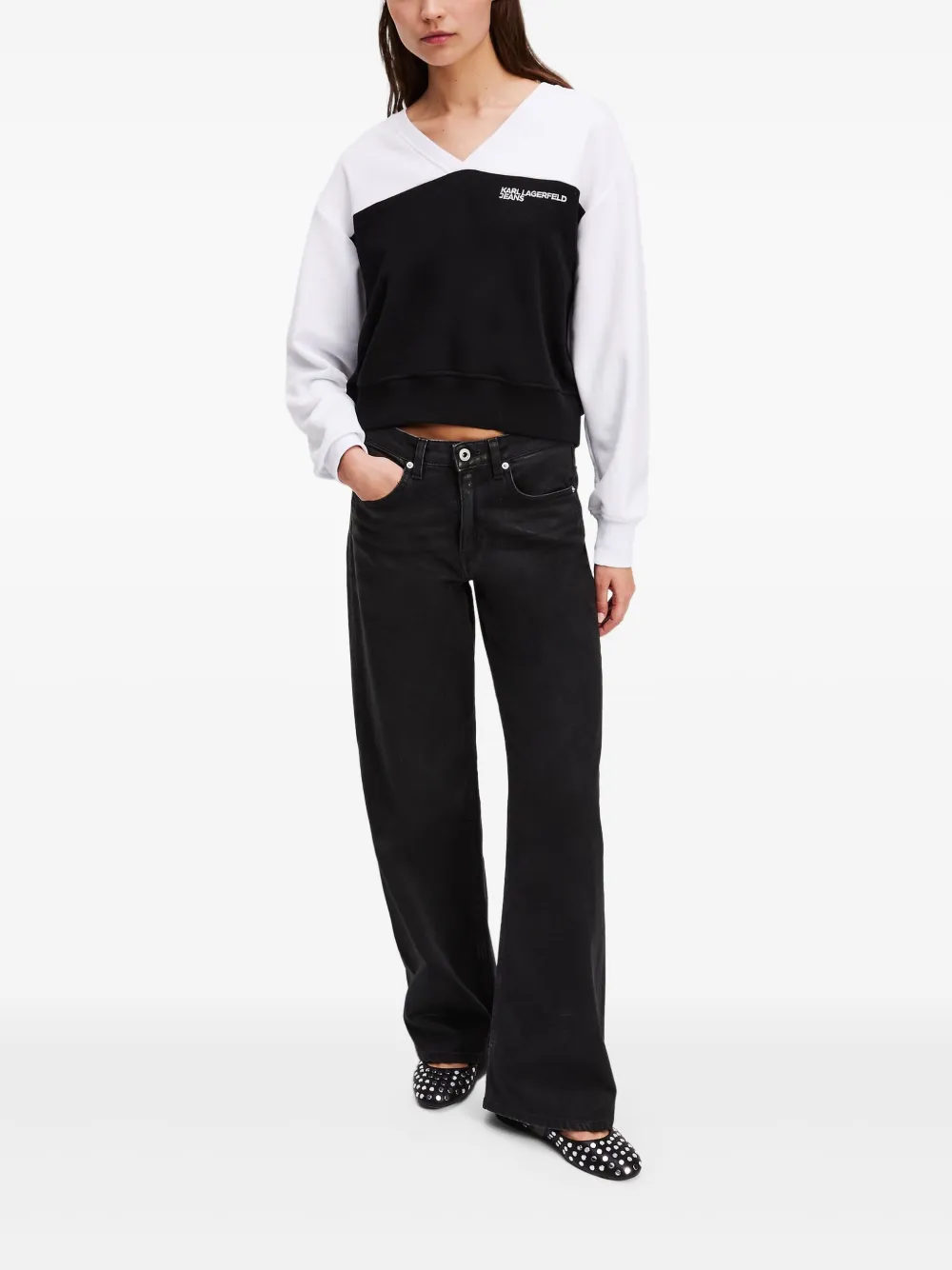 Karl Lagerfeld Jeans Tweekleurige sweater Zwart