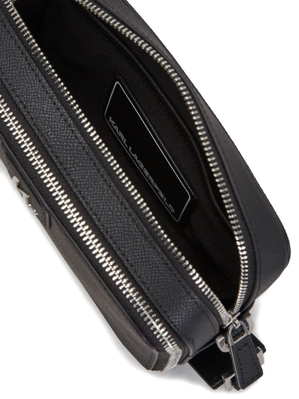 Karl Lagerfeld Leren cameratas met monogram Zwart