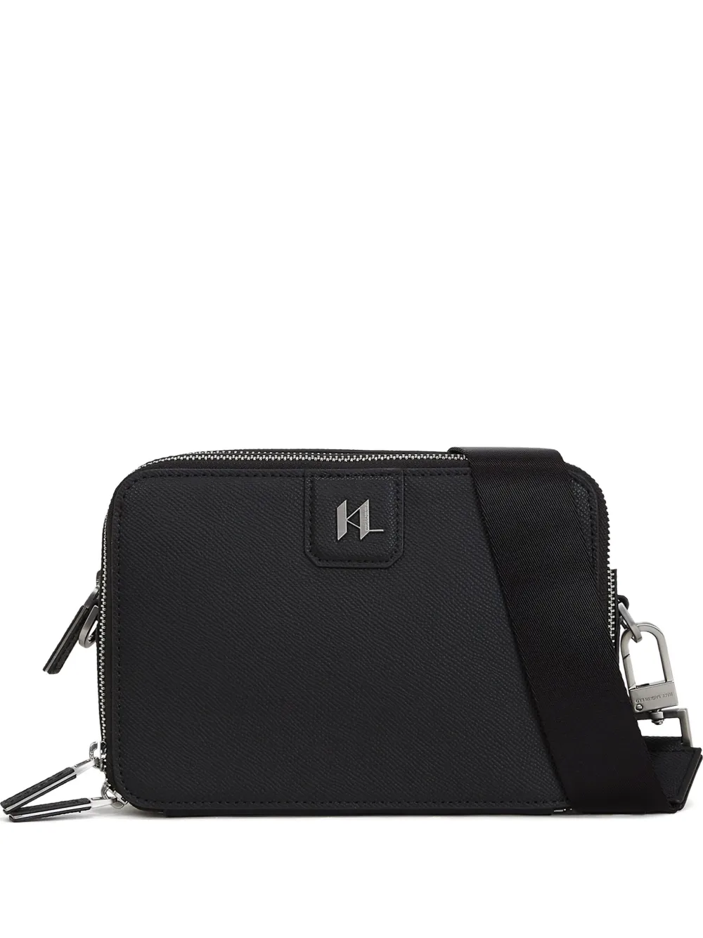 Karl Lagerfeld Leren cameratas met monogram Zwart