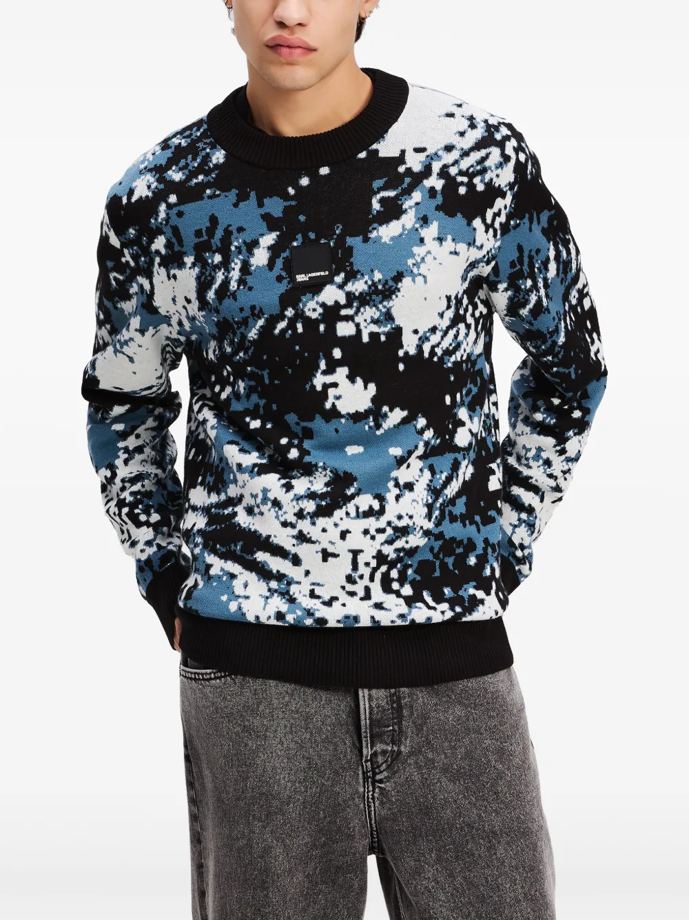 Karl Lagerfeld Jeans Trui met all-over print Blauw