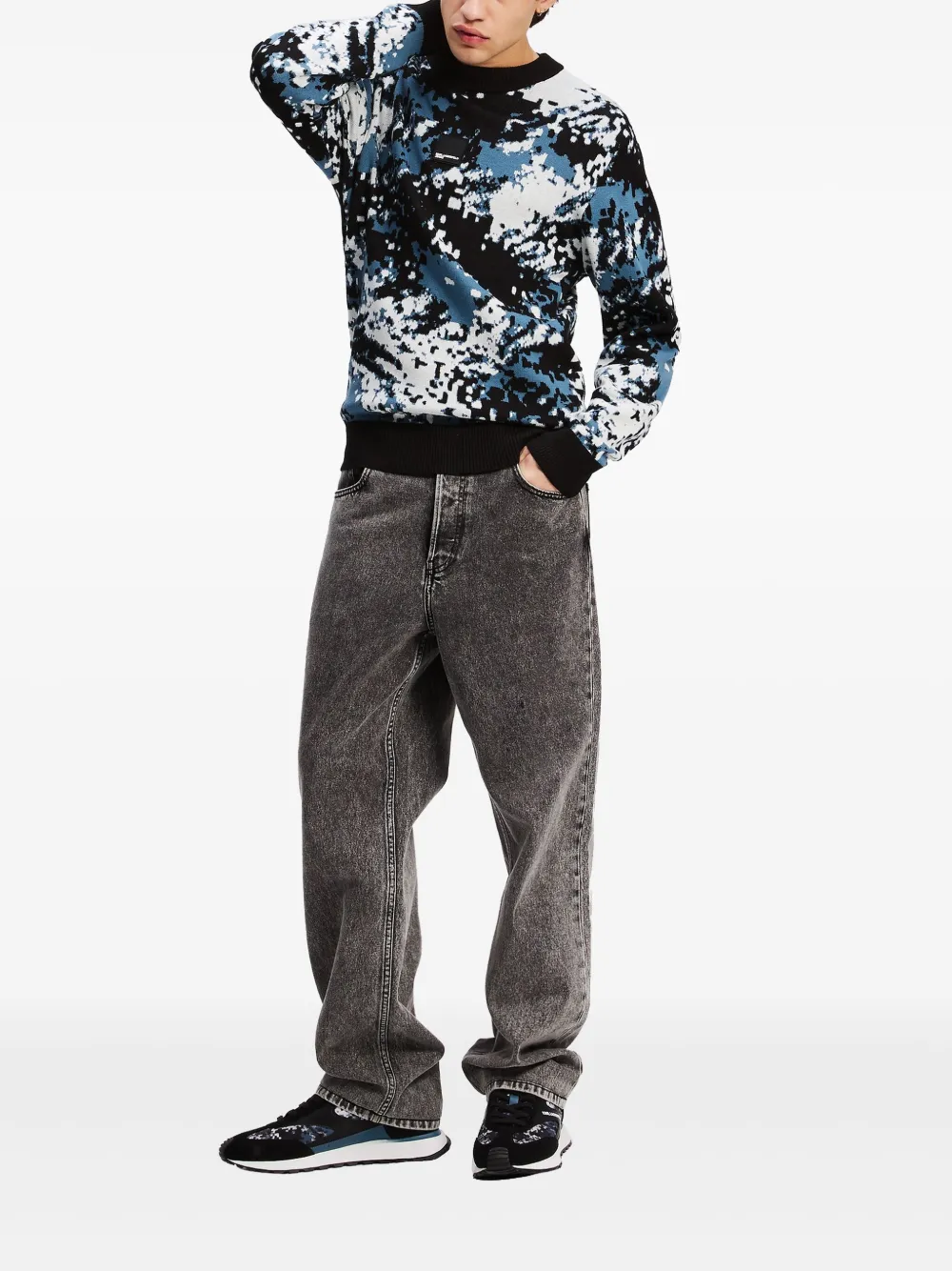 Karl Lagerfeld Jeans Trui met all-over print - Blauw