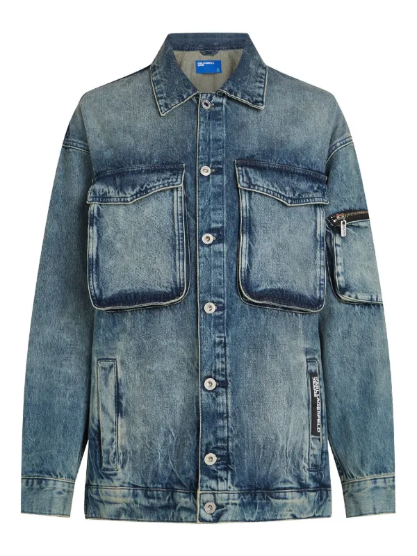 カールラガーフェルド フランス製 ネイビージャケット　軽い生地　38 Karl Lagerfeld Jeans コットン ジャケット | ブルー | FARFETCH JP