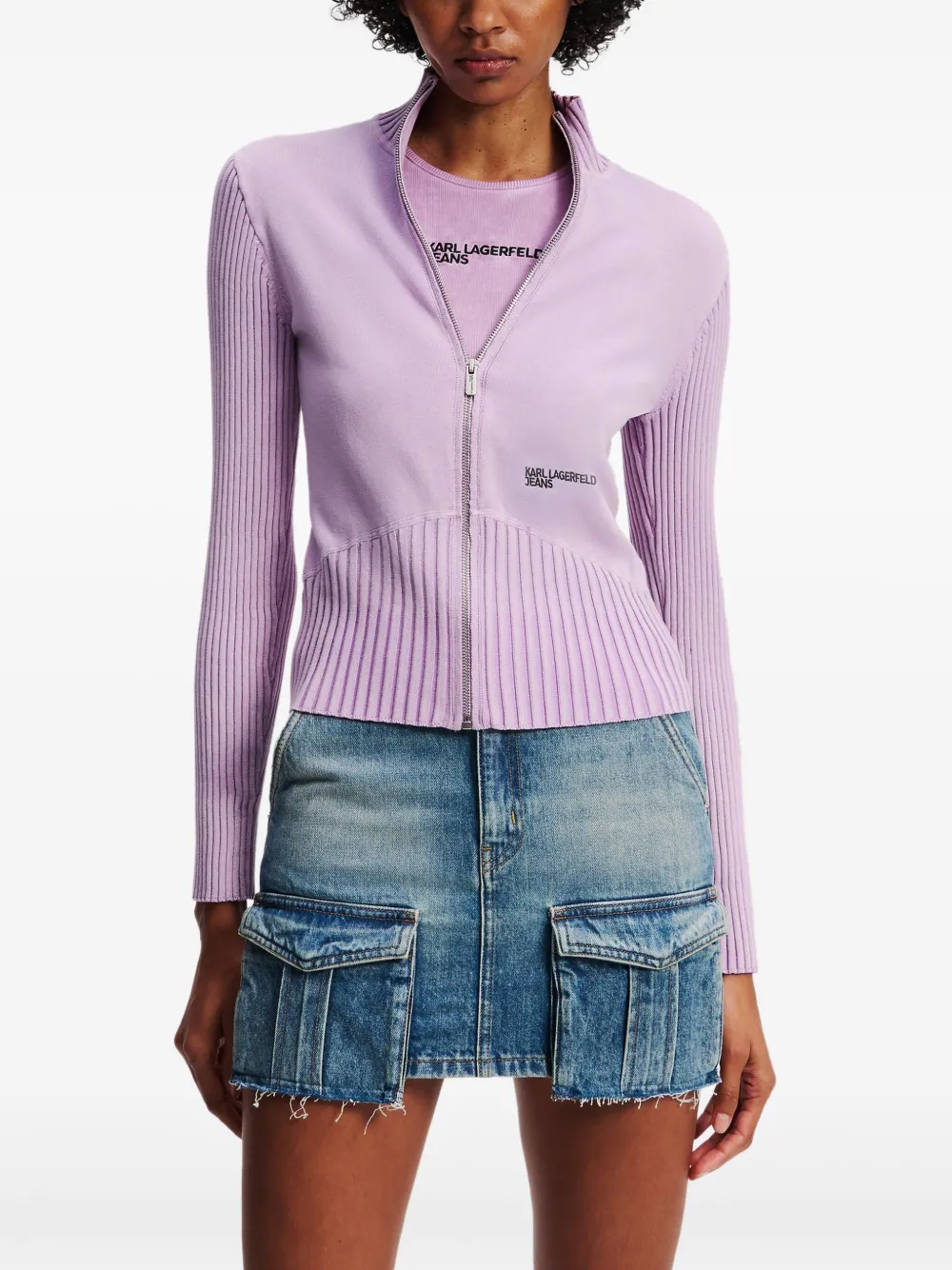 Karl Lagerfeld Jeans Cargo trui met rits Paars