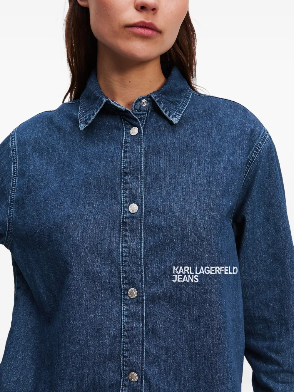 Karl Lagerfeld Jeans Boxy denim blouse Blauw