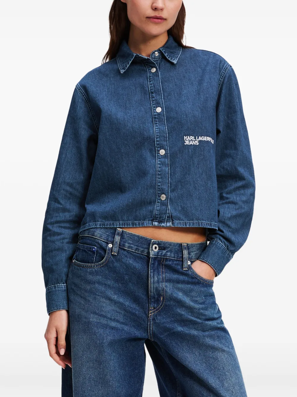 Karl Lagerfeld Jeans Boxy denim blouse Blauw