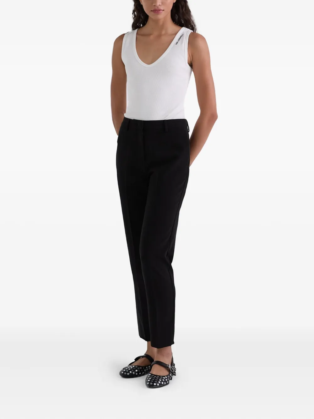 Karl Lagerfeld logo-embroidered trousers - Zwart