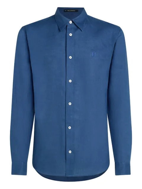 Karl Lagerfeld monogram-embroidered linen shirt
