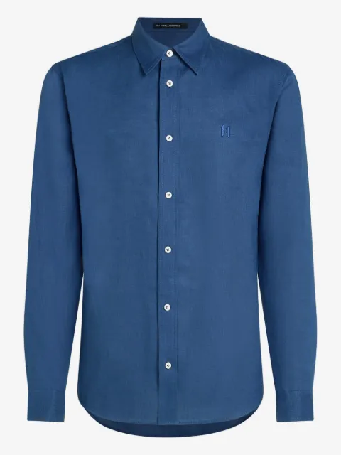 Karl Lagerfeld monogram-embroidered linen shirt