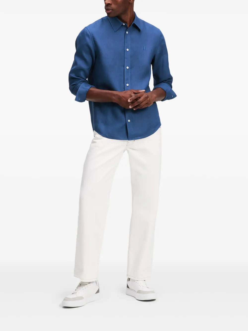 Karl Lagerfeld Overhemd met geborduurd monogram - Blauw