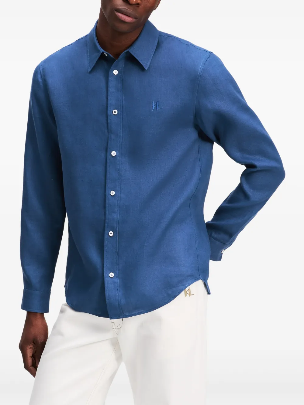 Karl Lagerfeld Overhemd met geborduurd monogram Blauw