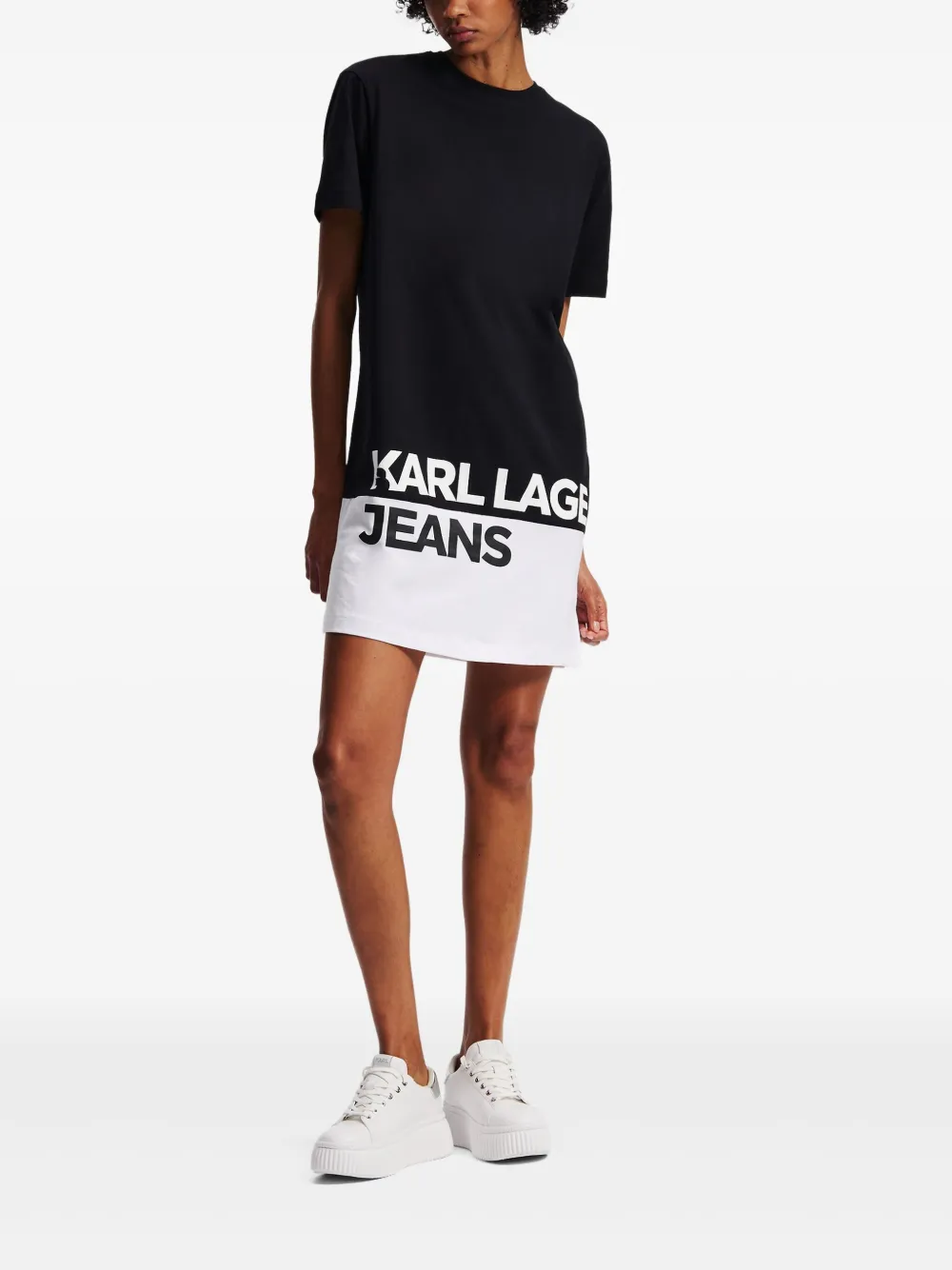 Karl Lagerfeld Jeans Tweekleurige mini-jurk - Zwart