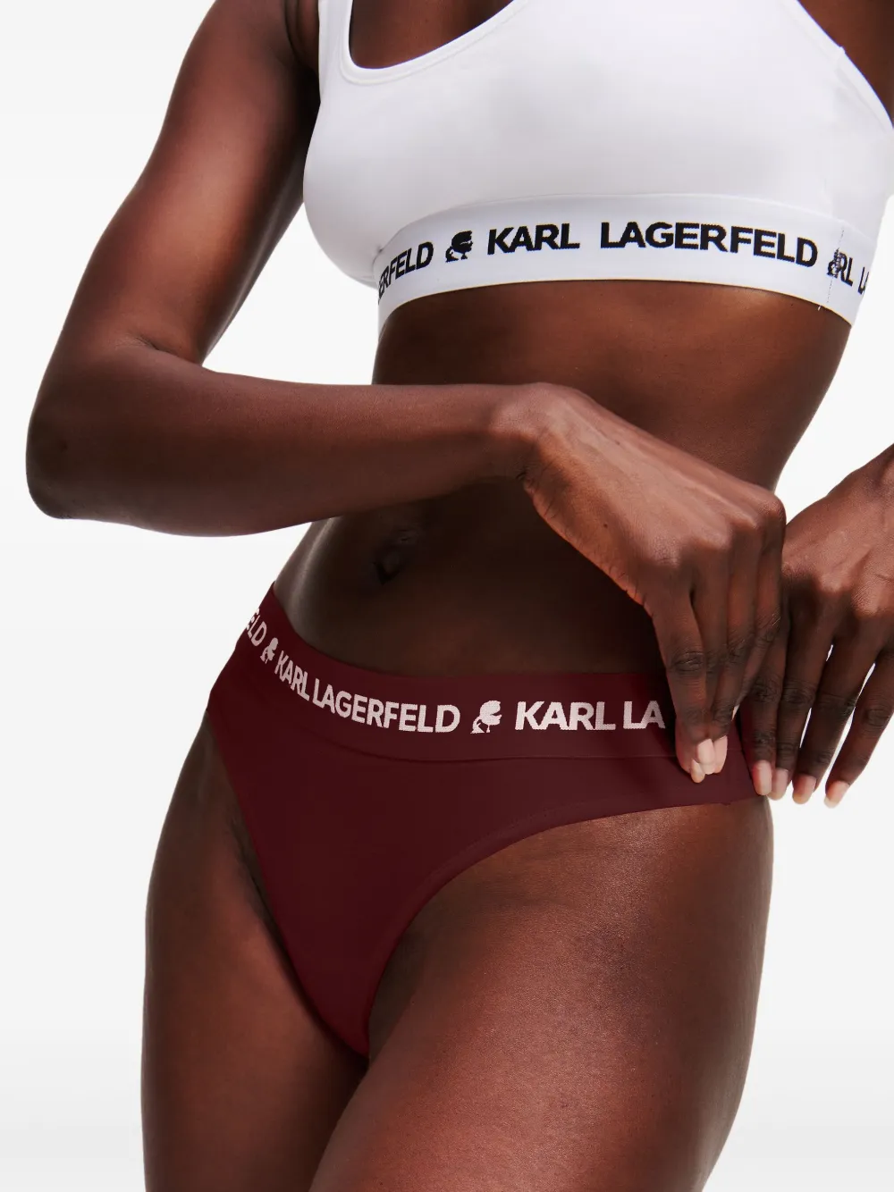 Karl Lagerfeld Drie logoprinten teenslippers Rood