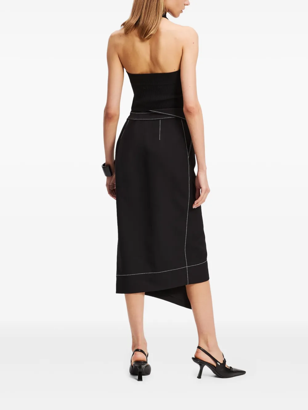 Karl Lagerfeld Asymmetrische rok met contrasterende stiksels Zwart