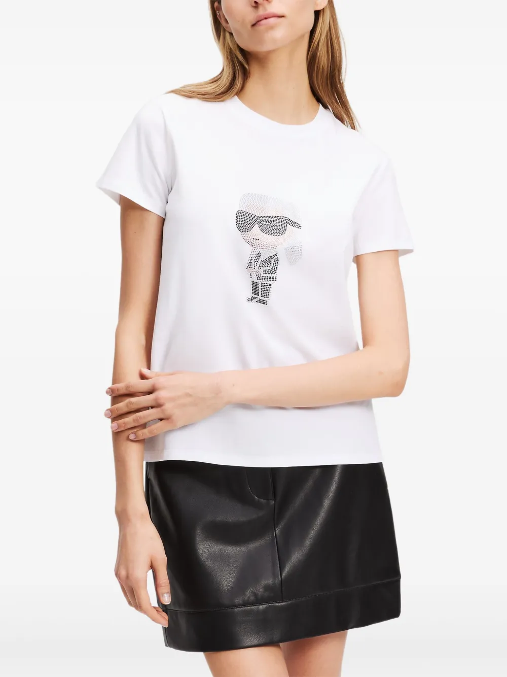 Karl Lagerfeld Ikon T-shirt met stras Wit
