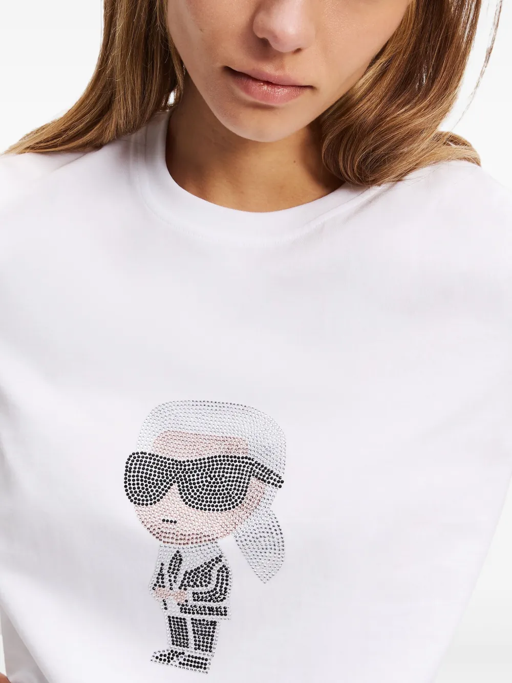 Karl Lagerfeld Ikon T-shirt met stras Wit