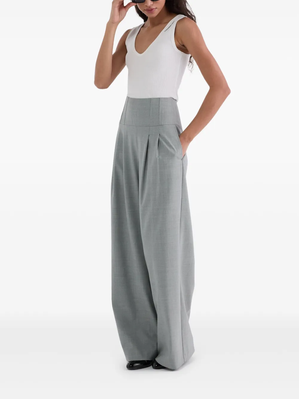 Karl Lagerfeld Pantalon met wijde pijpen Grijs