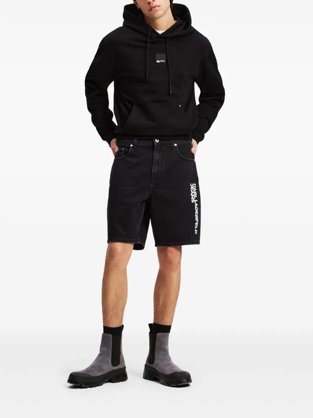 Karl Lagerfeld Jeans Shorts met logoprint - Zwart