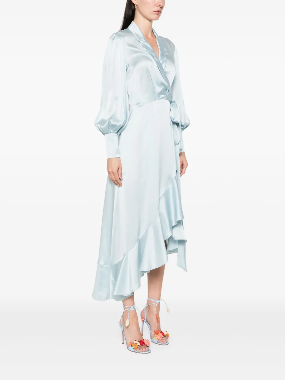 ZIMMERMANN Zijden midi-jurk Blauw