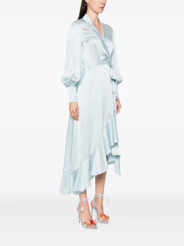 Zimmermann★リネンとシルクのドレス！大人気カラー☆ ZIMMERMANN シルクドレス | ブルー | FARFETCH JP