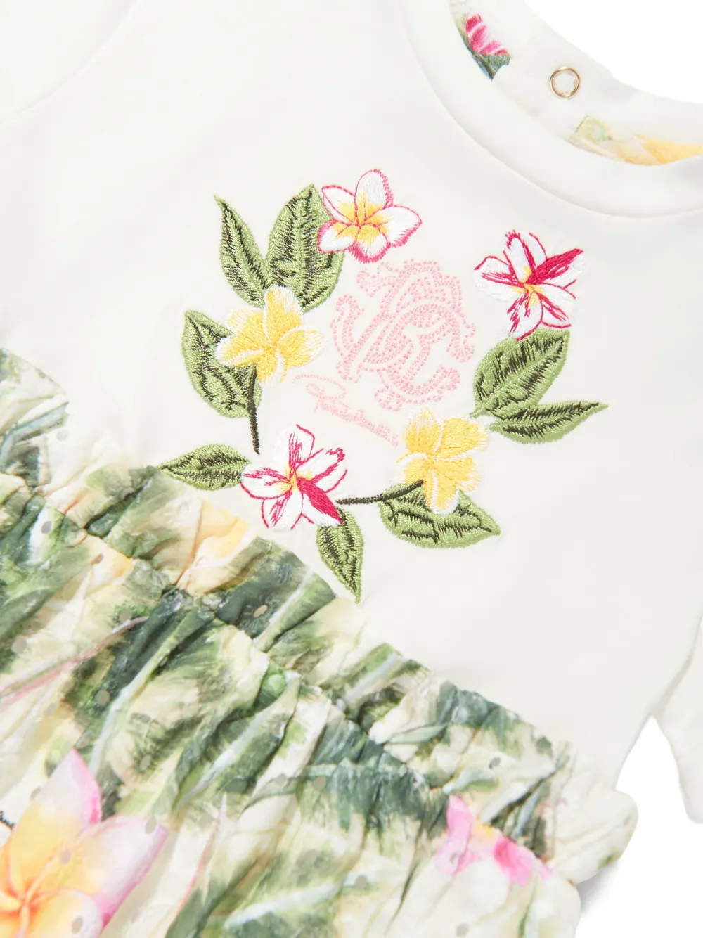 Roberto Cavalli Junior Jurk met bloemenprint Wit