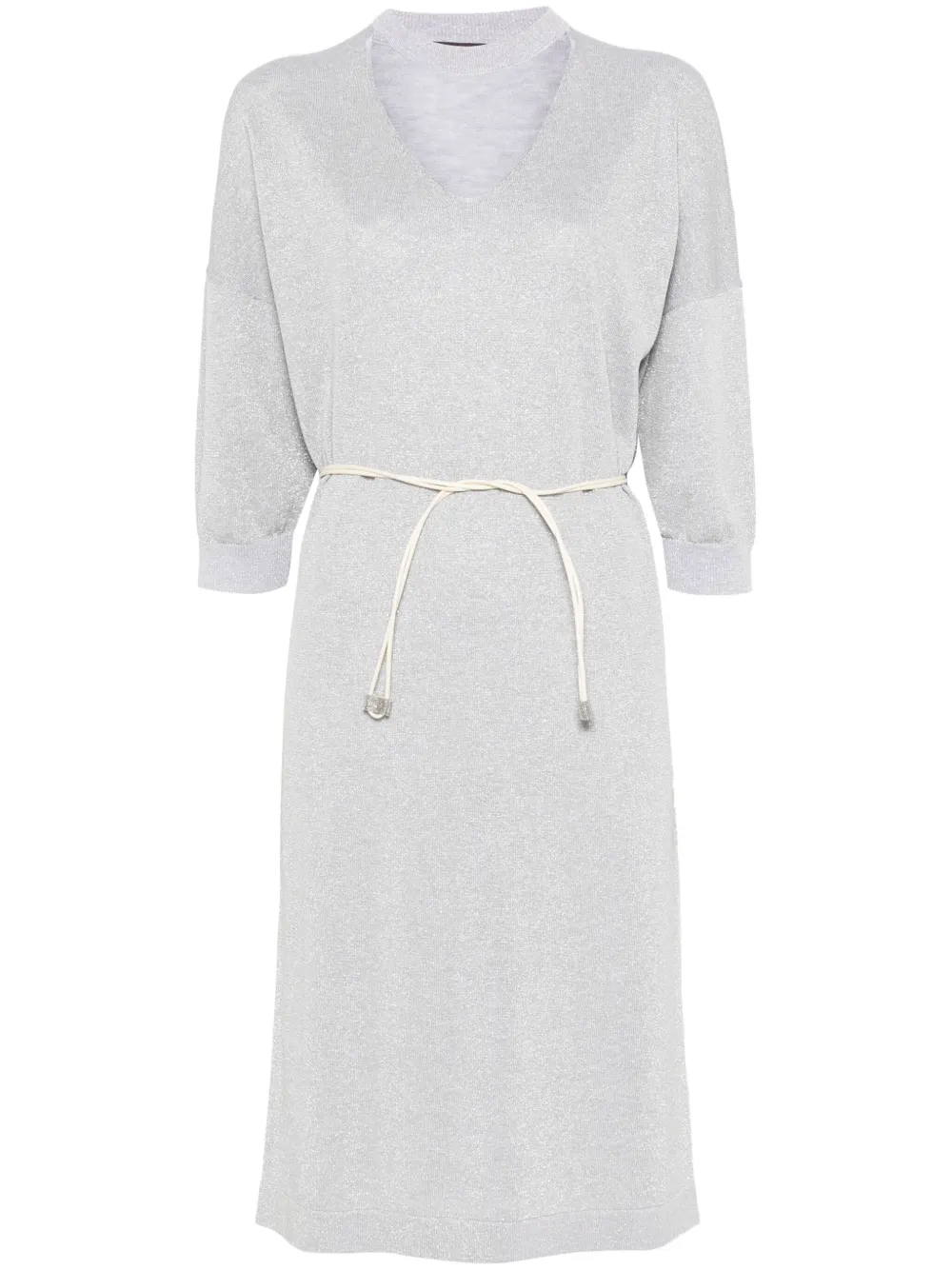 Peserico Midi-jurk met ceintuur Grijs