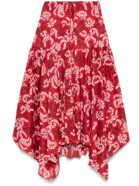 Lanvin falda midi con hojas estampadas