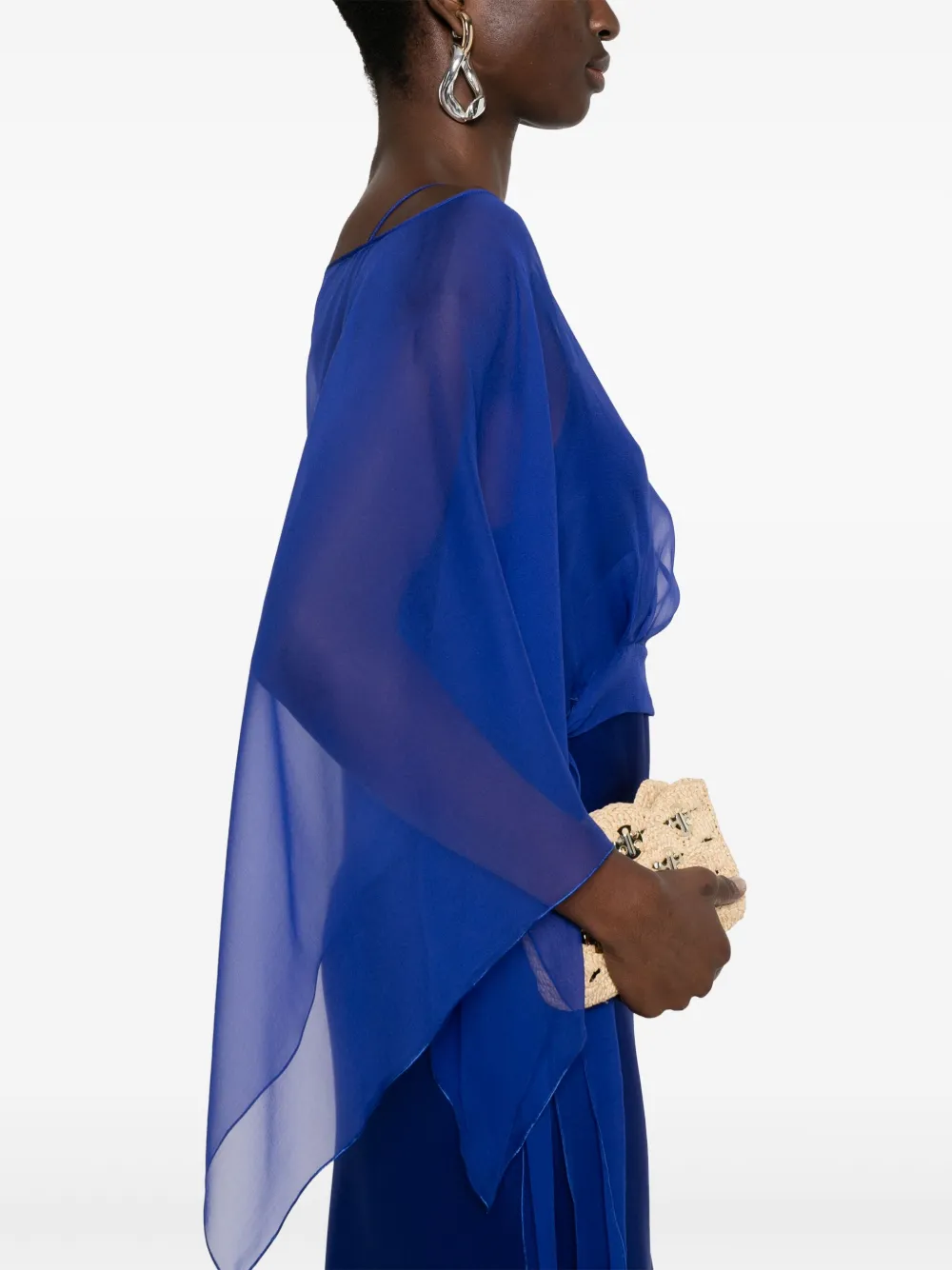 Alberta Ferretti Maxi-jurk met afneembare cape Blauw