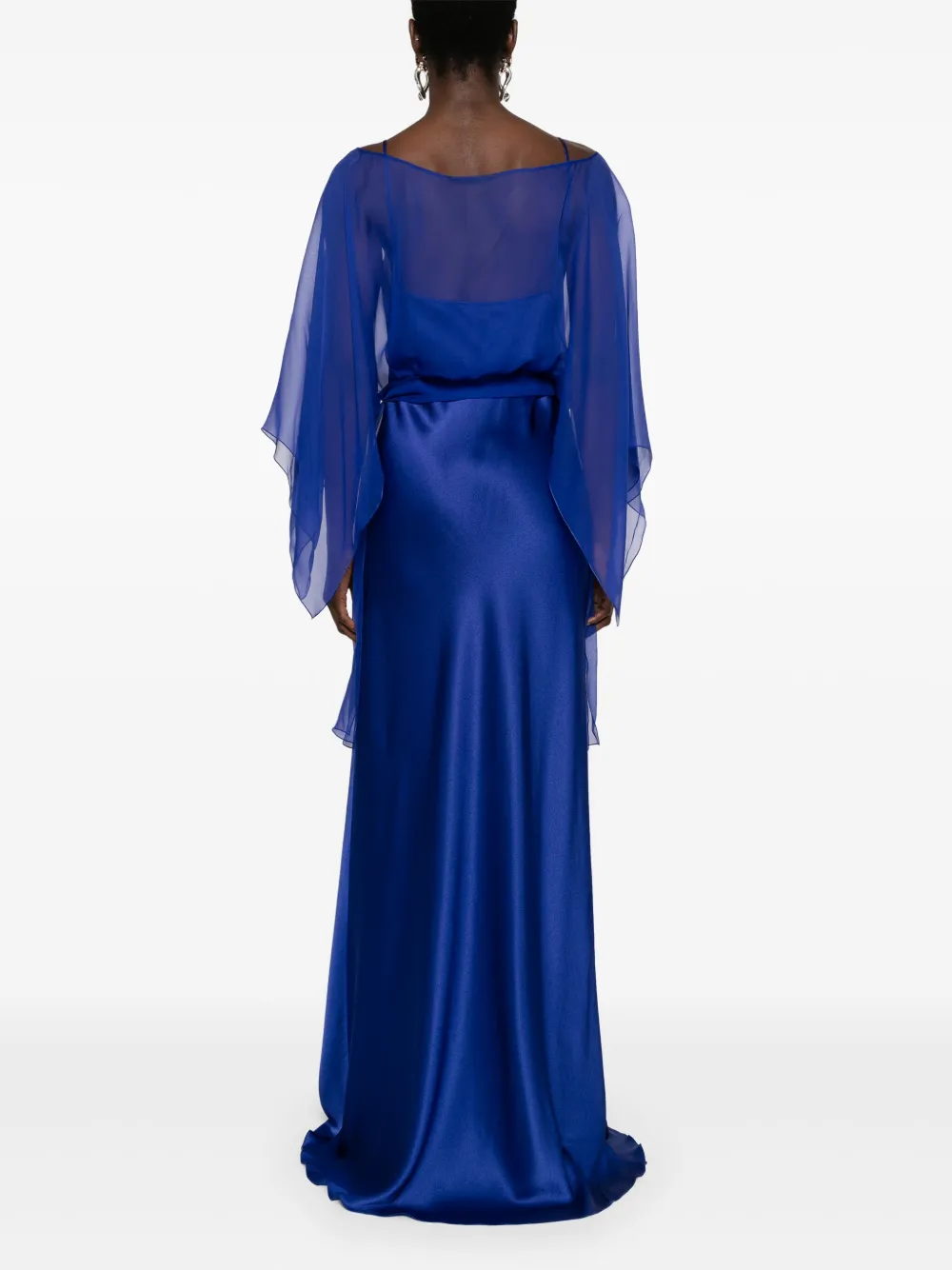 Alberta Ferretti Maxi-jurk met afneembare cape Blauw