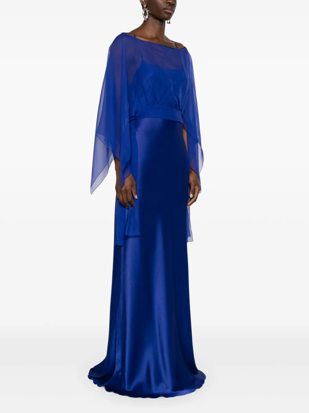 Alberta Ferretti Maxi-jurk met afneembare cape Blauw