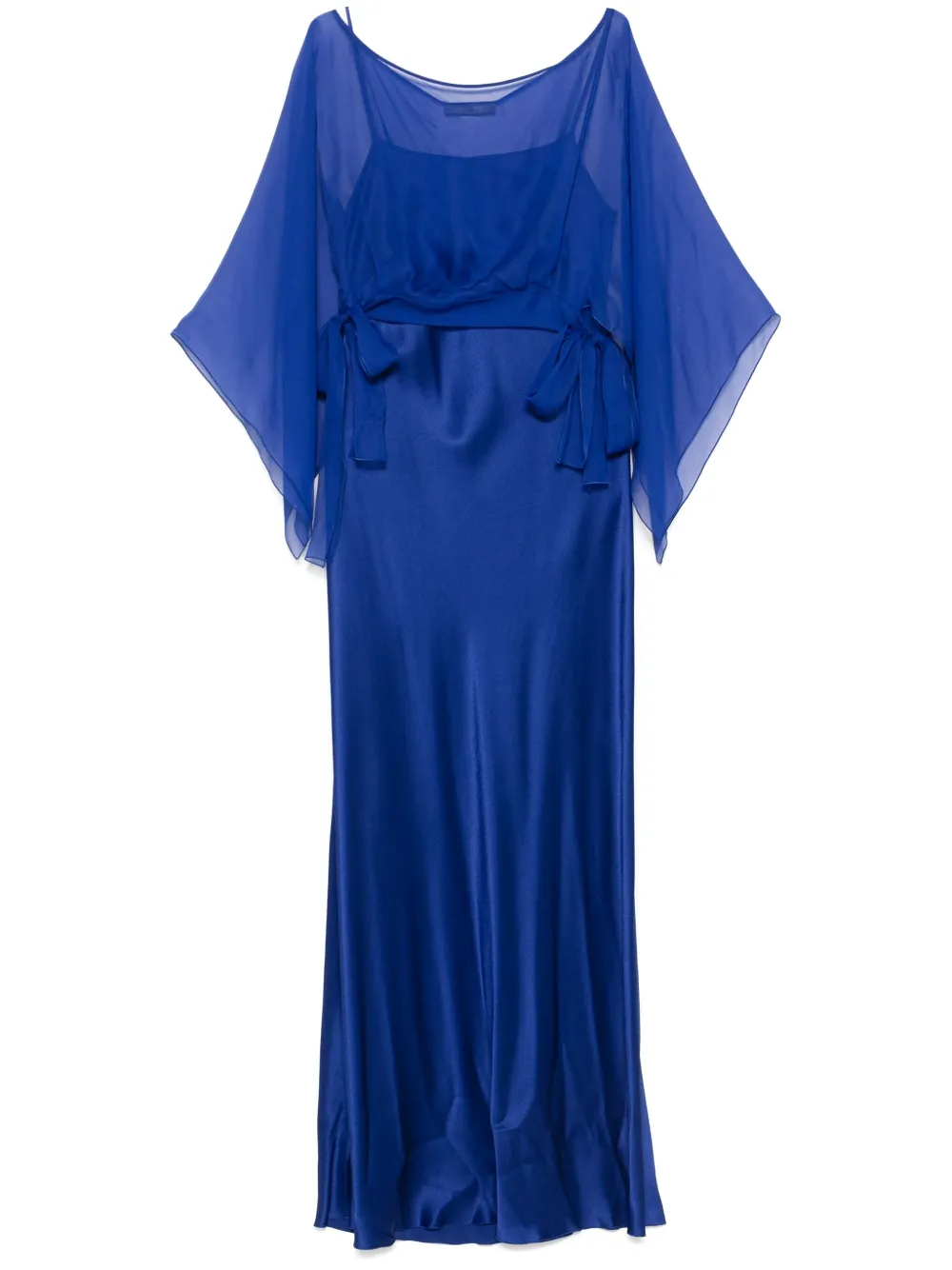 Alberta Ferretti Detachable-cape Maxi Dress In Blue