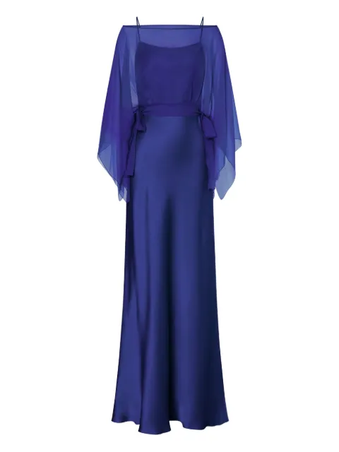 Alberta Ferretti detachable-cape maxi dress