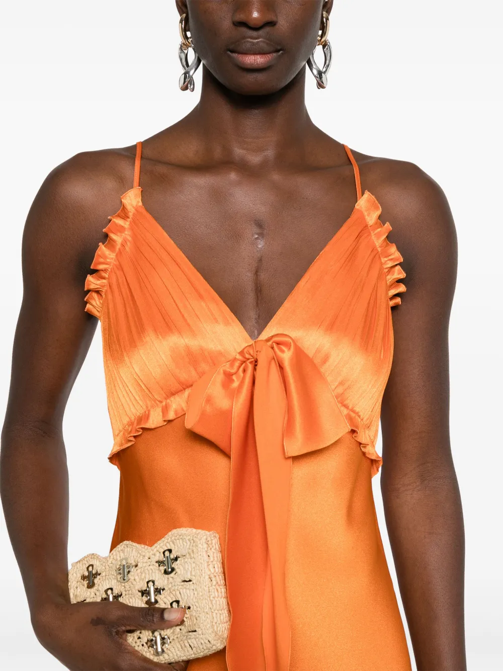 Alberta Ferretti Maxi-jurk met plissé vlak Oranje