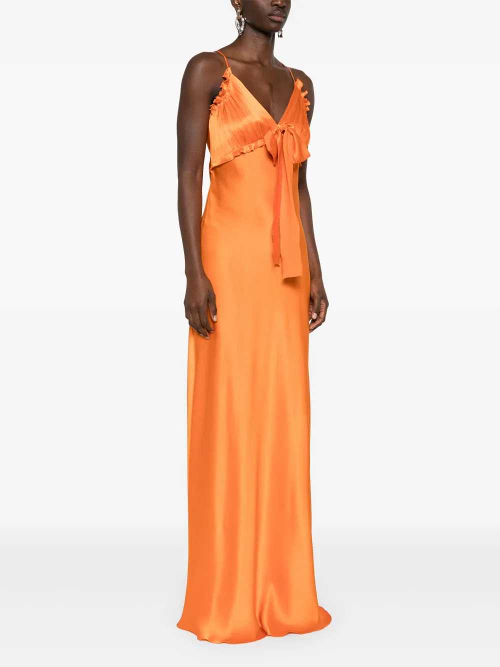 Alberta Ferretti Maxi-jurk met plissé vlak Oranje