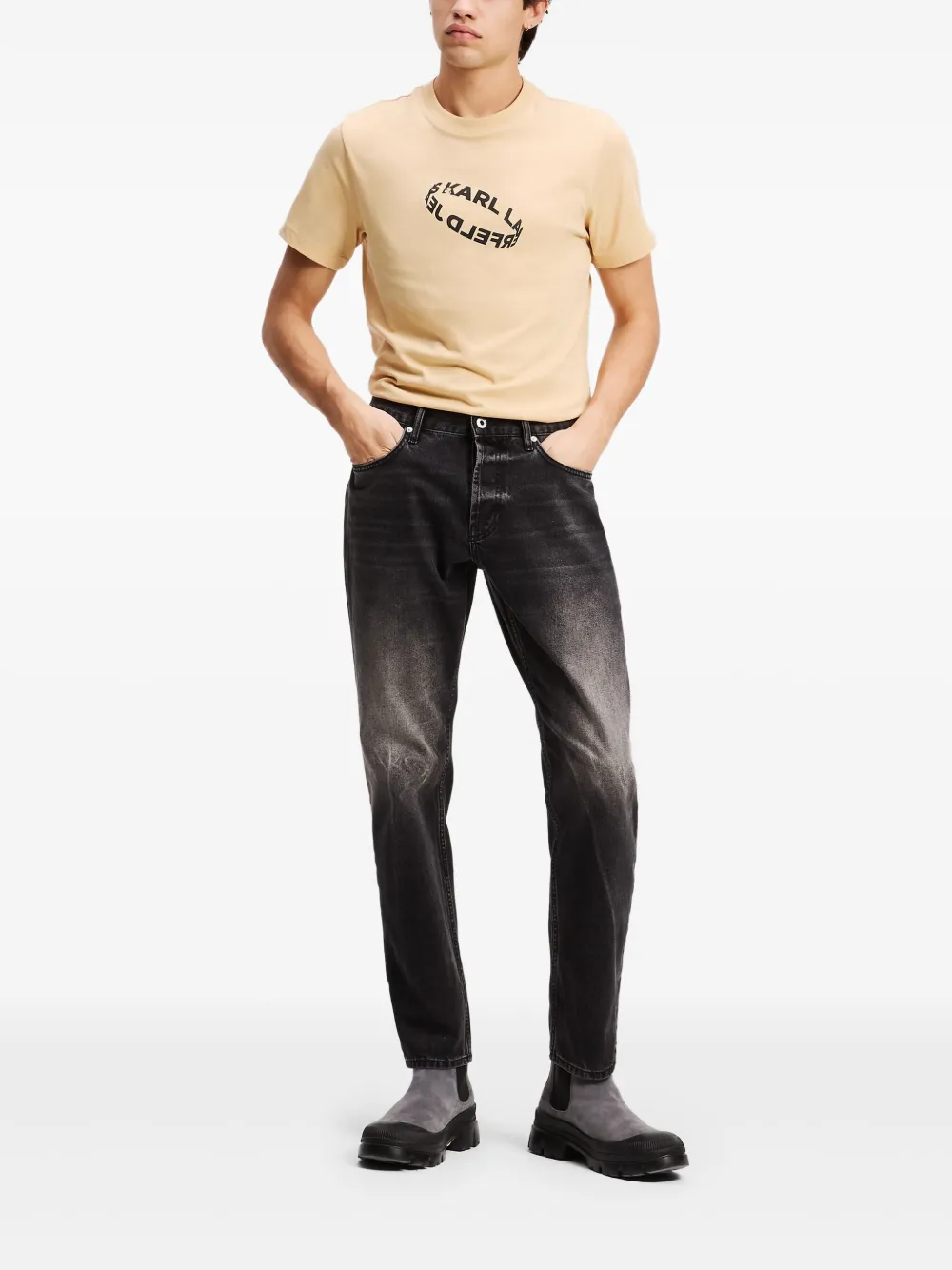 Karl Lagerfeld Jeans met toelopende pijpen Zwart