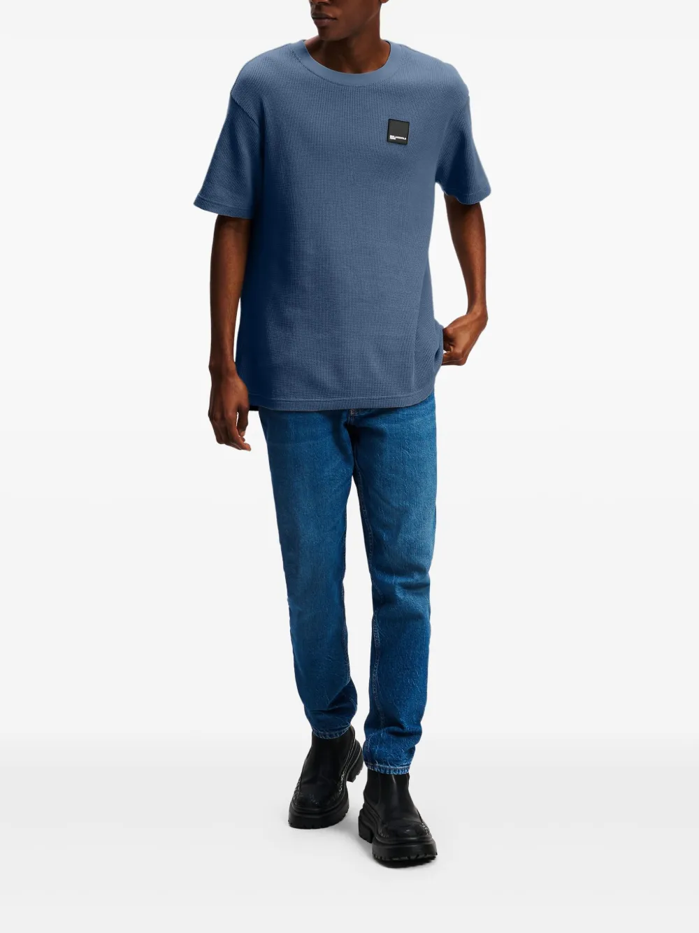 Karl Lagerfeld Jeans Waffle T-shirt - Blauw