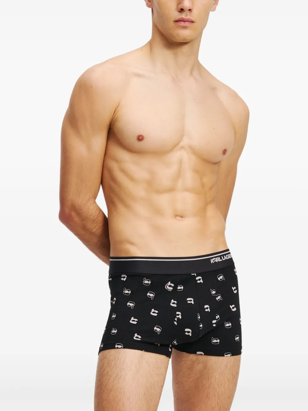 Karl Lagerfeld Drie Ikon boxershorts met print Zwart