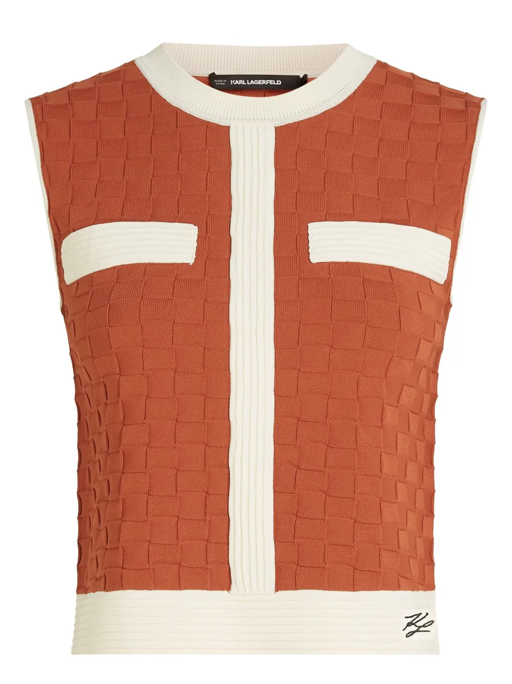 Karl Lagerfeld Mouwloze top met contrasterende afwerking Oranje