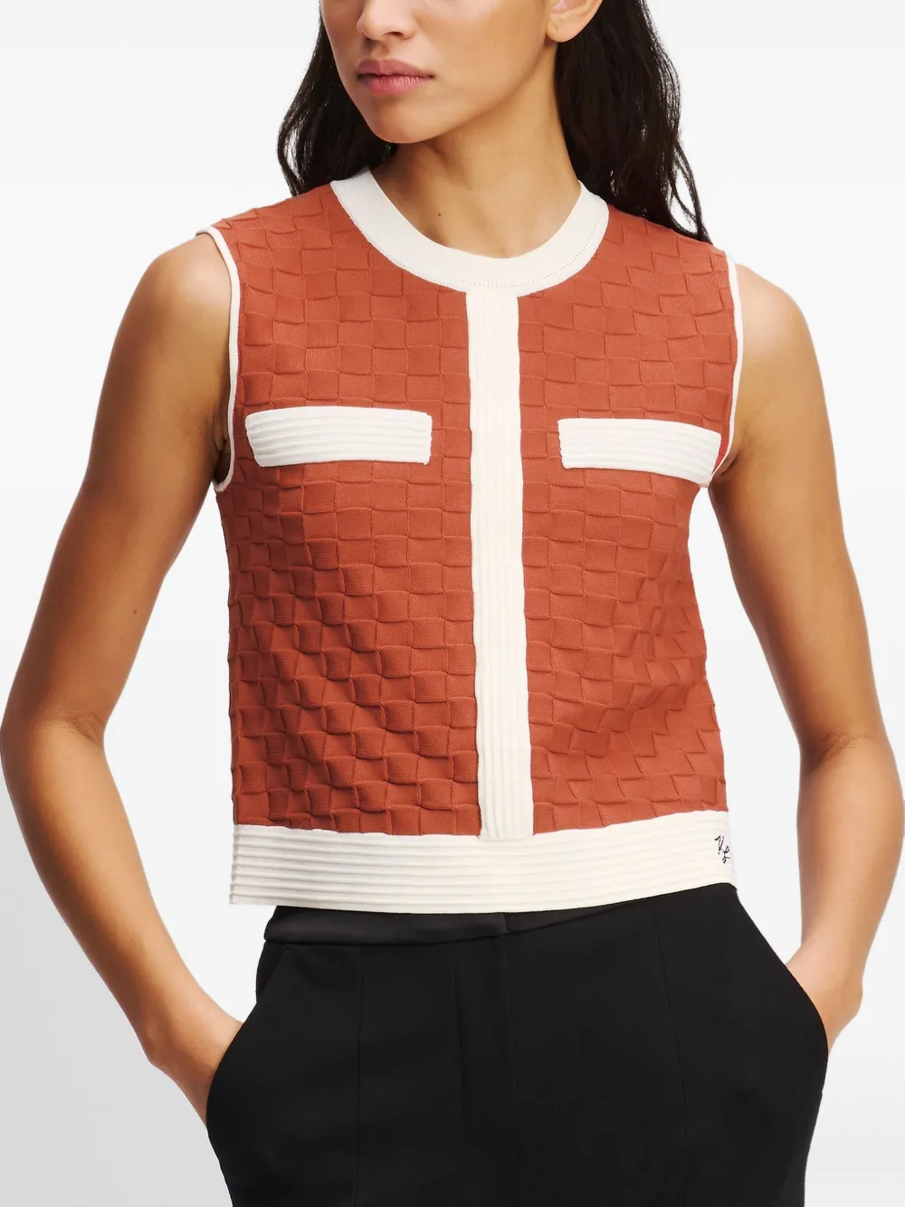 Karl Lagerfeld Mouwloze top met contrasterende afwerking Oranje